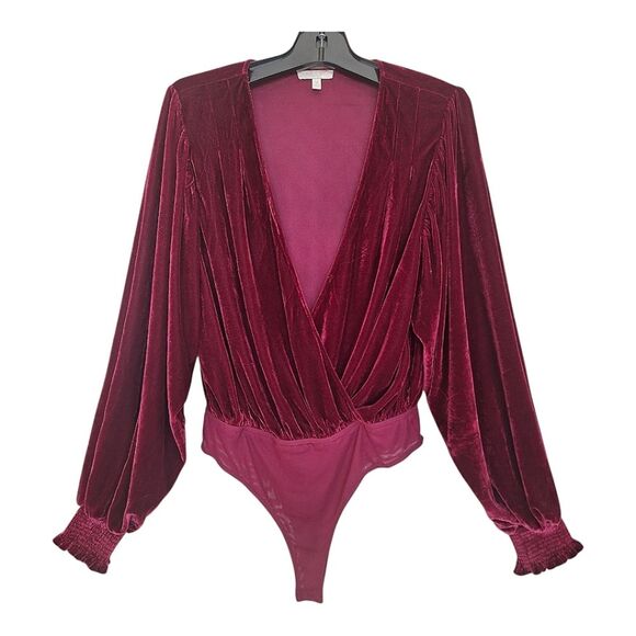 Flying Tomato Like No Other Velvet Burgundy Bodysuit Size M Comfort with Style - Picture 1 of 16